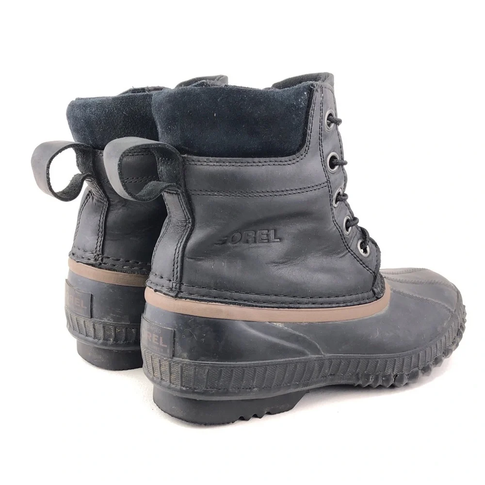 Sorel Cheyanne Lace Black Leather Winter Boots 8